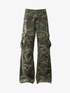 Distressed Camo Cargo Baggy Pants