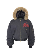 Camouflage Hood Faux Fur Brown Bomber Jacket