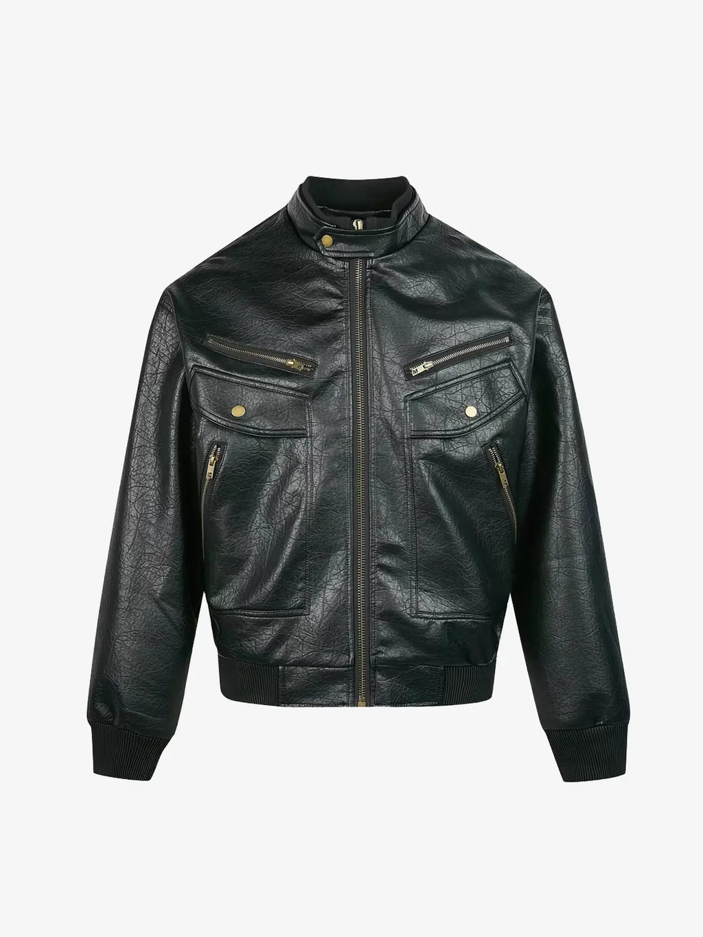 Leather Multi-Pocket Biker Jacket
