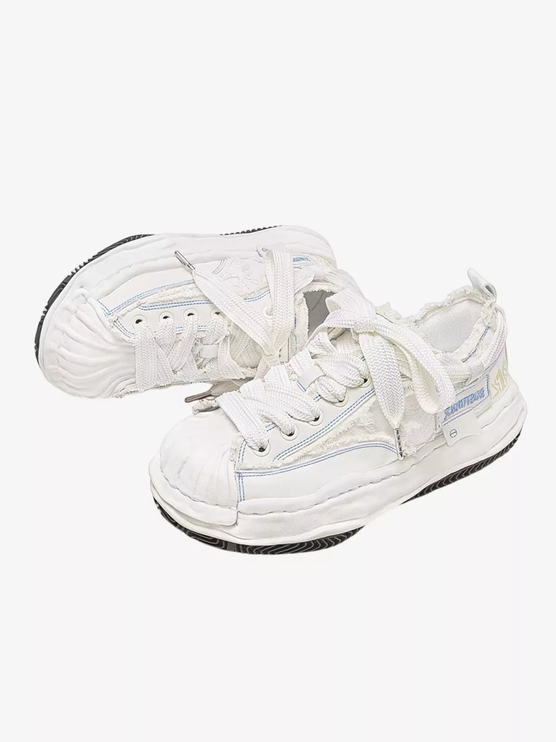 Niceprimes Rubber Sole Contrast Color Destruction Tassel Sneakers