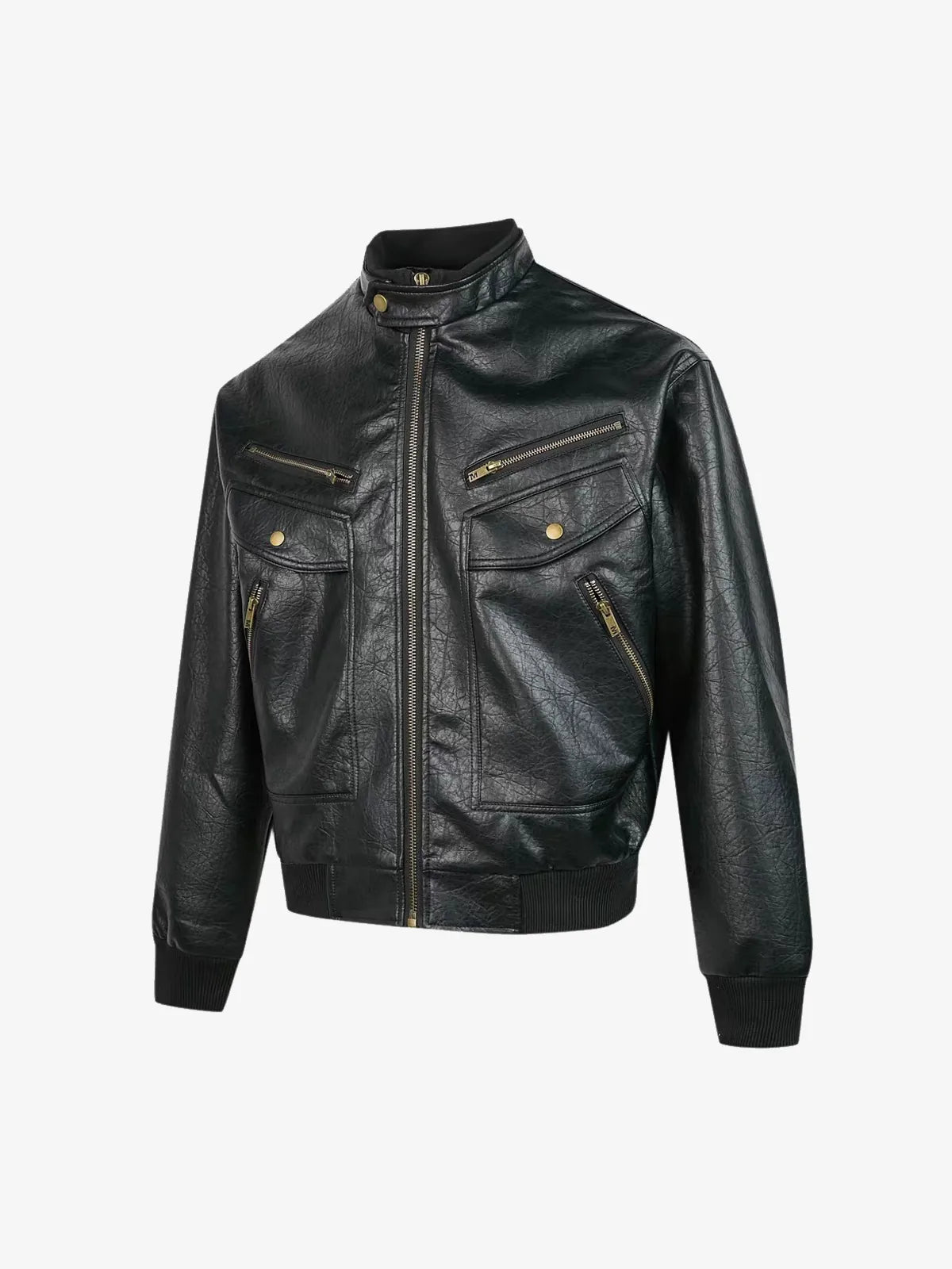 Leather Multi-Pocket Biker Jacket