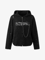 Wings Distressed Speckled Knitted Hooded Sweater