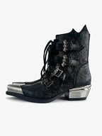 Embossed Floral Metal Toe Gothic Boots