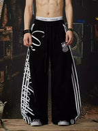 Curved Script Stripe Wide-Leg Sweatpants