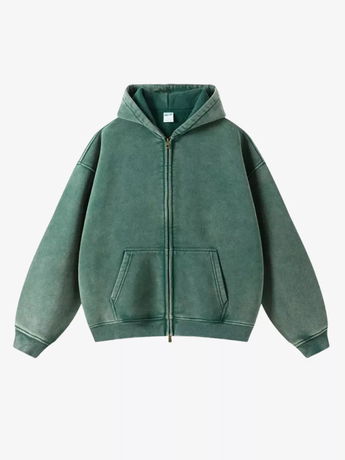 Washed Distressed Fleece Zip Up Hoodies