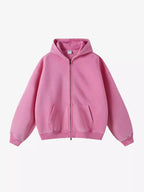 Washed Distressed Fleece Zip Up Hoodies