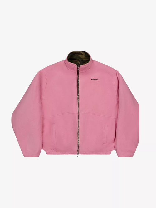 Pink Camo Embroidered Reversible Fleece Jacket