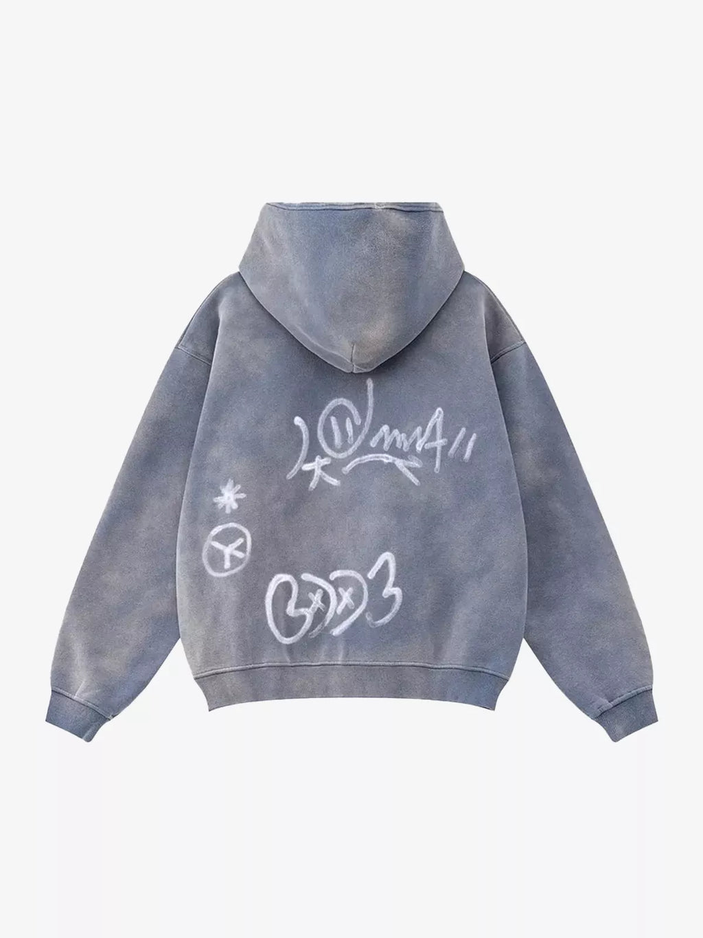 Graffiti Washed Zip Up Hoodies