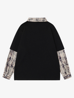 Plaid Patchwork Graphic Long Sleeve Tee