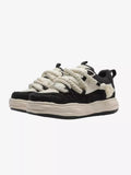 Niceprimes Tasseled Thick Rope Lace Distressed Skate Platform Sneakers