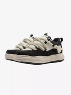 Niceprimes Tasseled Thick Rope Lace Distressed Skate Platform Sneakers