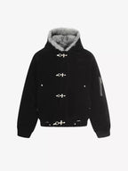 Faux Fur Lined Clasp Bomber Jacket