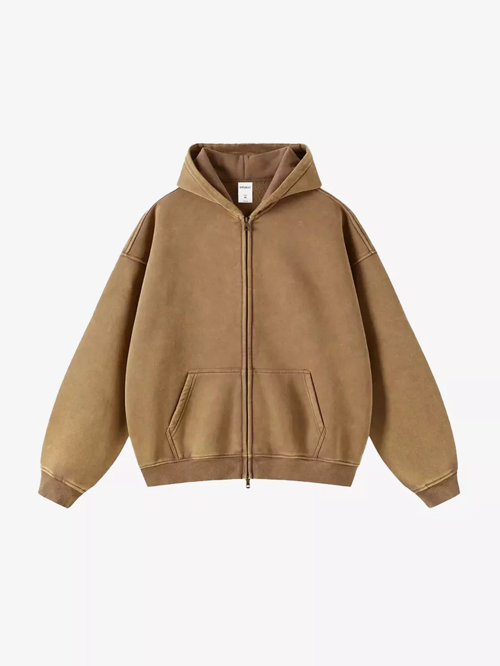 Washed Distressed Fleece Zip Up Hoodies
