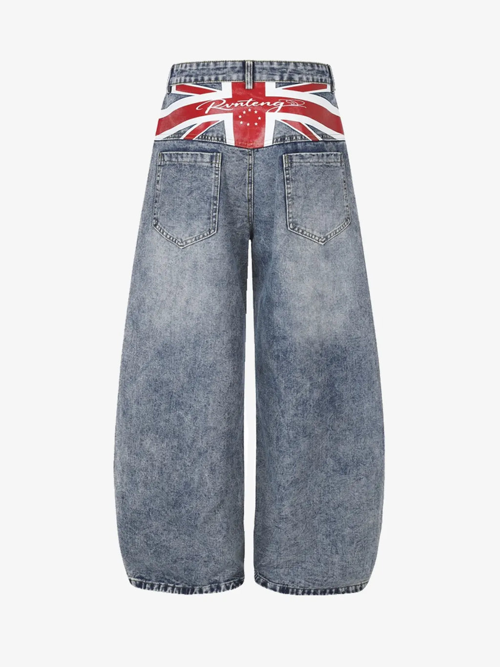 Flag Script-Printed Baggy Denim Jeans