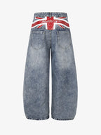 Flag Script-Printed Baggy Denim Jeans