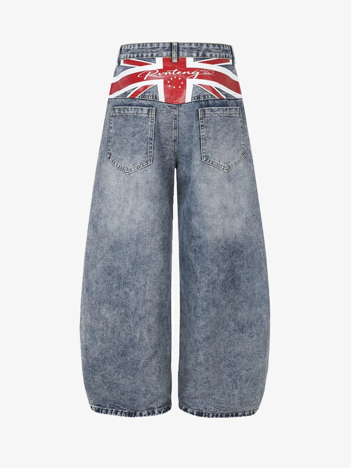 Flag Script-Printed Baggy Denim Jeans