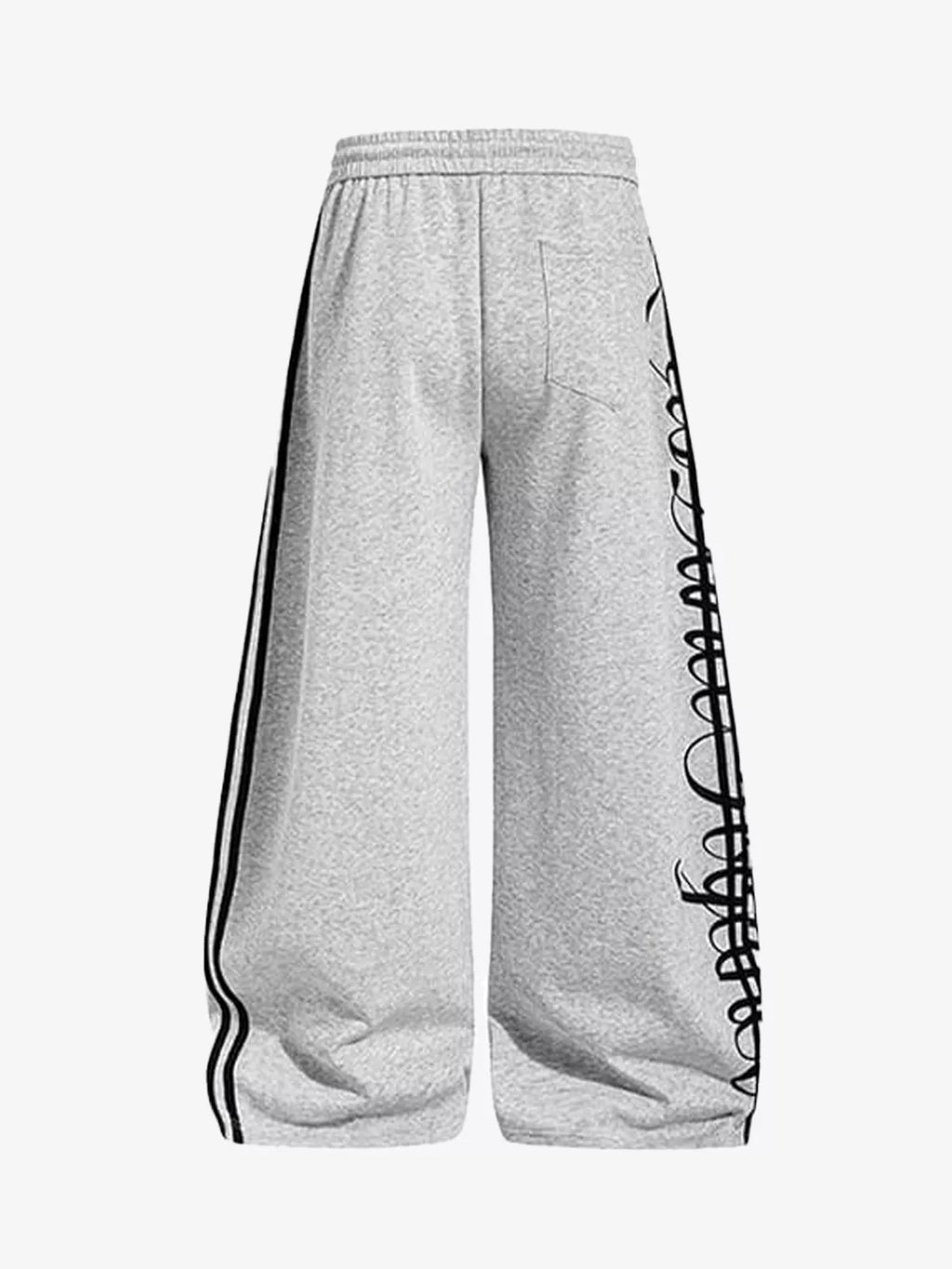 Curved Script Stripe Wide-Leg Sweatpants