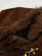 Faux Fur Lined Clasp Bomber Jacket