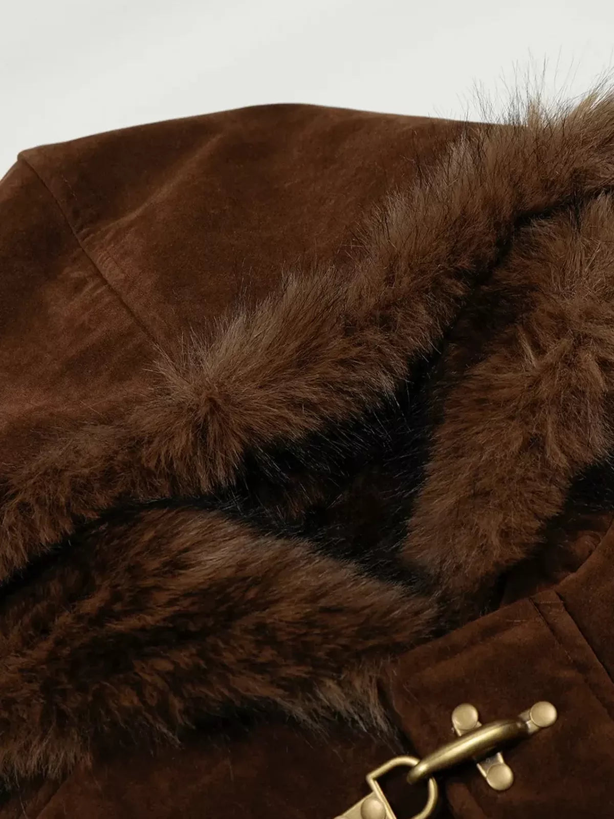 Faux Fur Lined Clasp Bomber Jacket