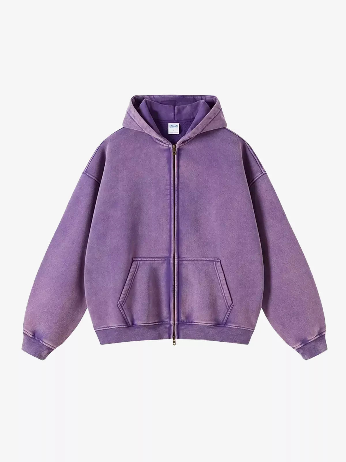 Washed Distressed Fleece Zip Up Hoodies