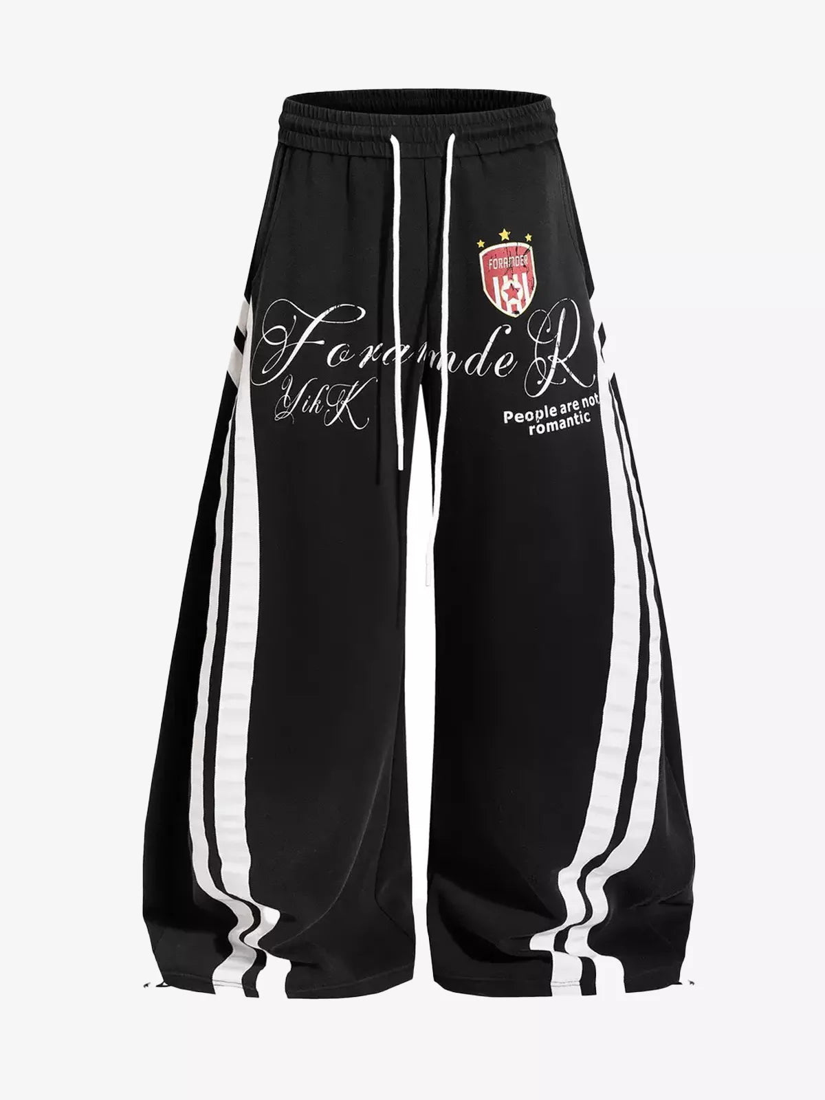 Distressed Curved Stripe Baggy Sweatpants