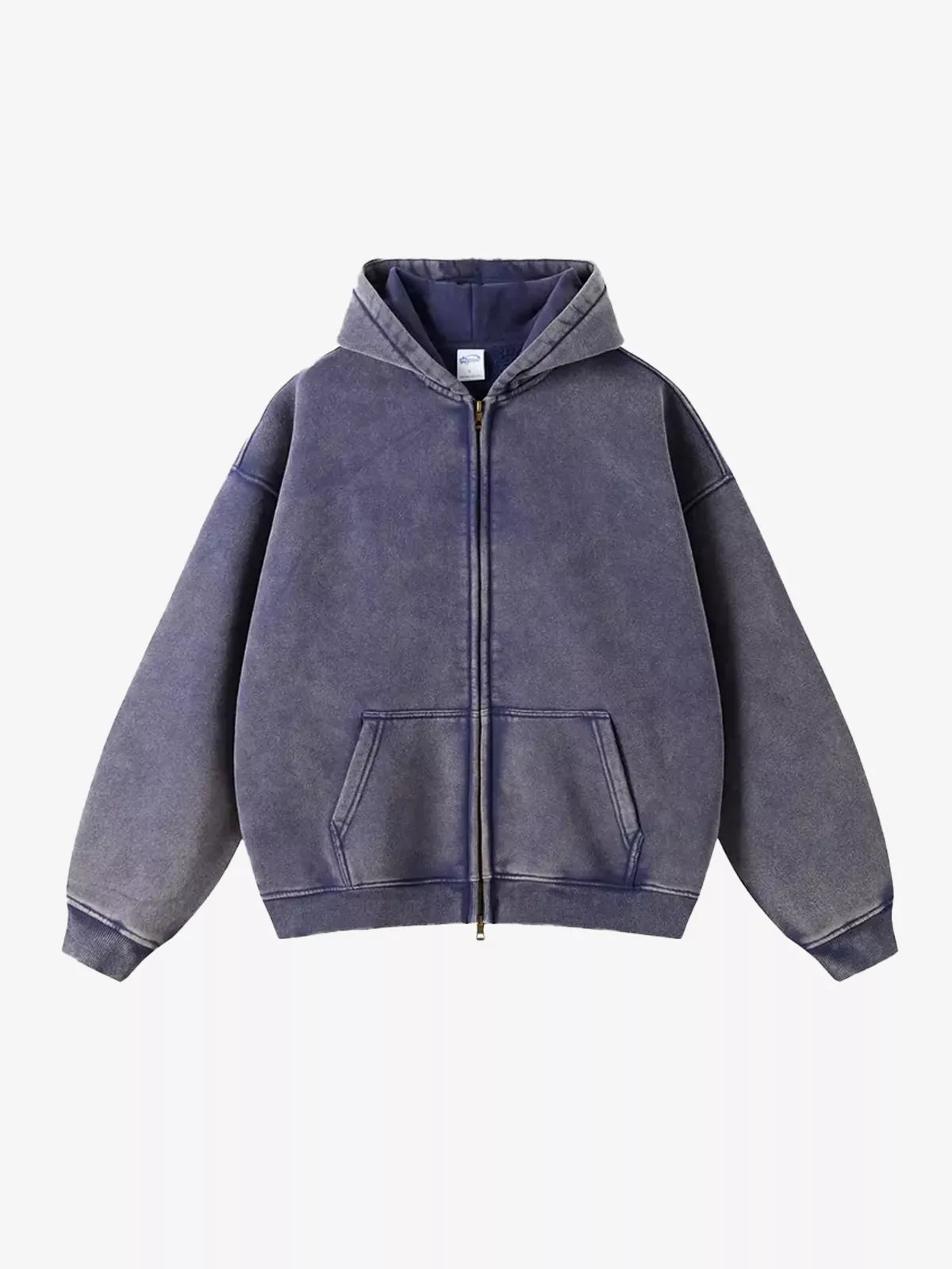Washed Distressed Fleece Zip Up Hoodies