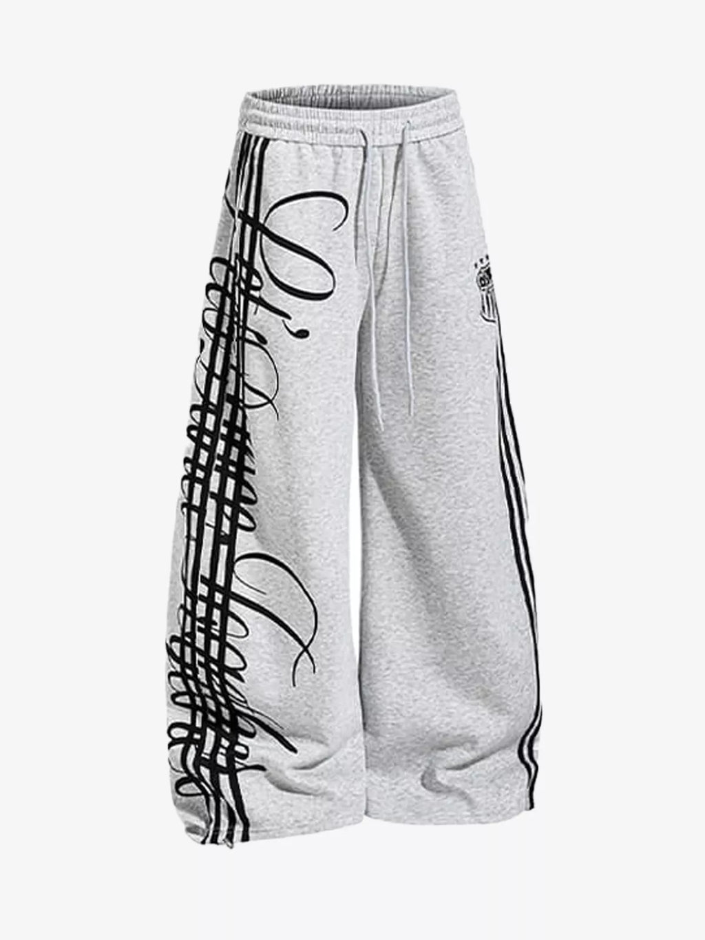 Curved Script Stripe Wide-Leg Sweatpants