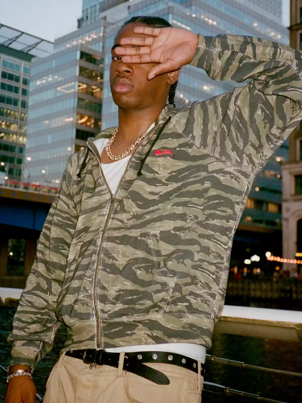 Tiger Camo Zip-Up Hooded Streetwear Jacket