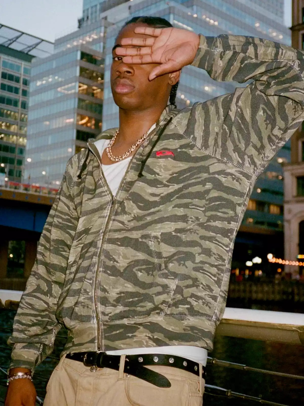 Tiger Camo Zip-Up Hooded Streetwear Jacket