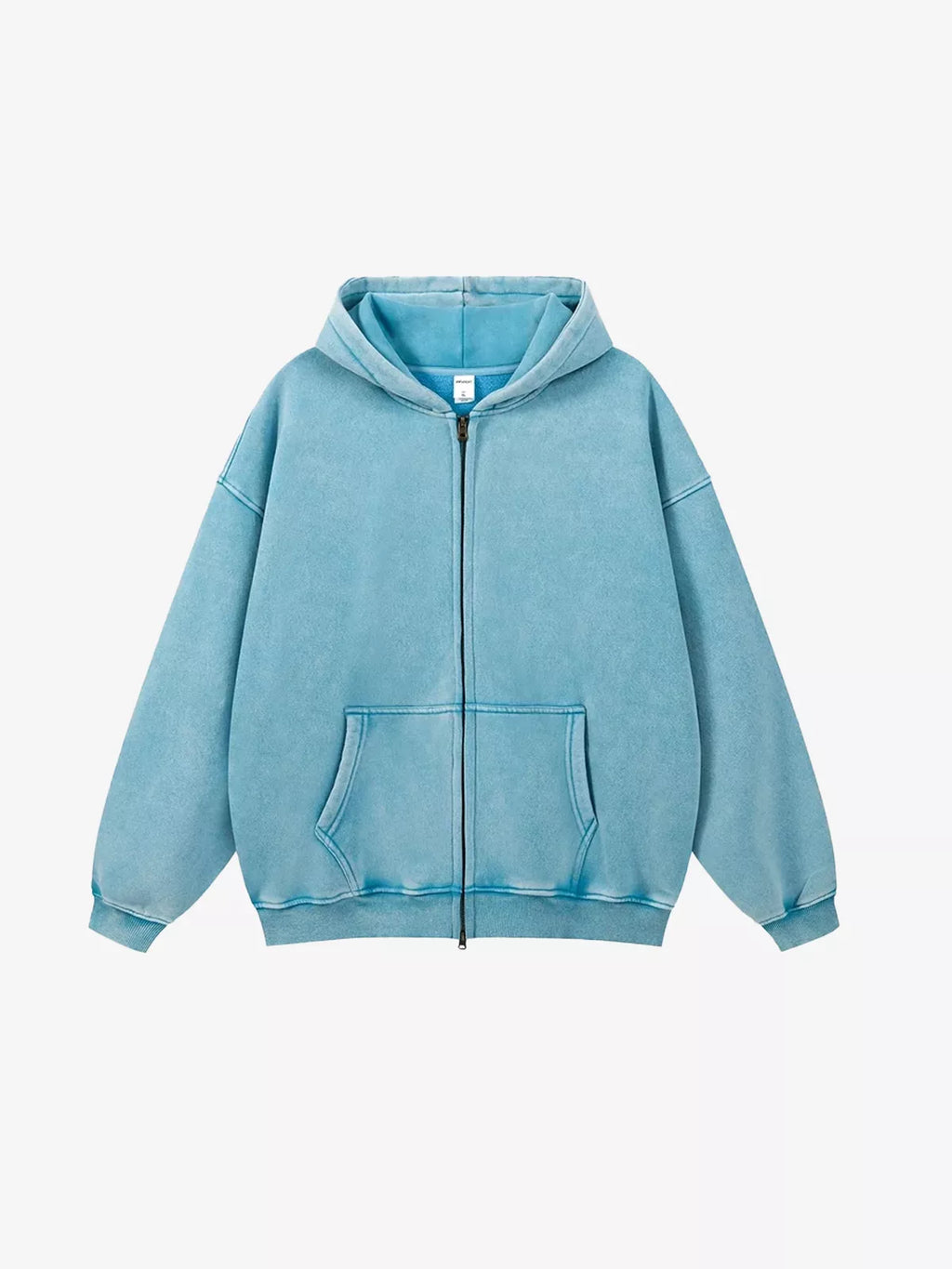 Washed Distressed Fleece Zip Up Hoodies