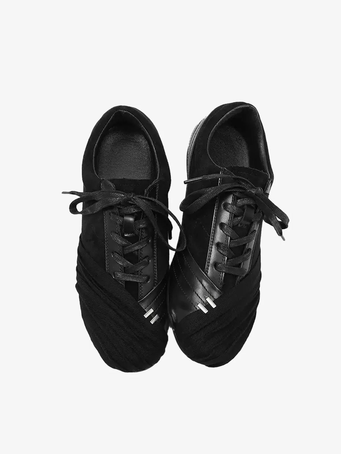Niceprimes Pleated Toe Wrap Leather Low-Top Sneakers