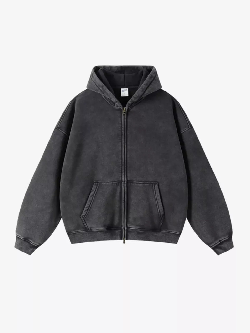 Washed Distressed Fleece Zip Up Hoodies