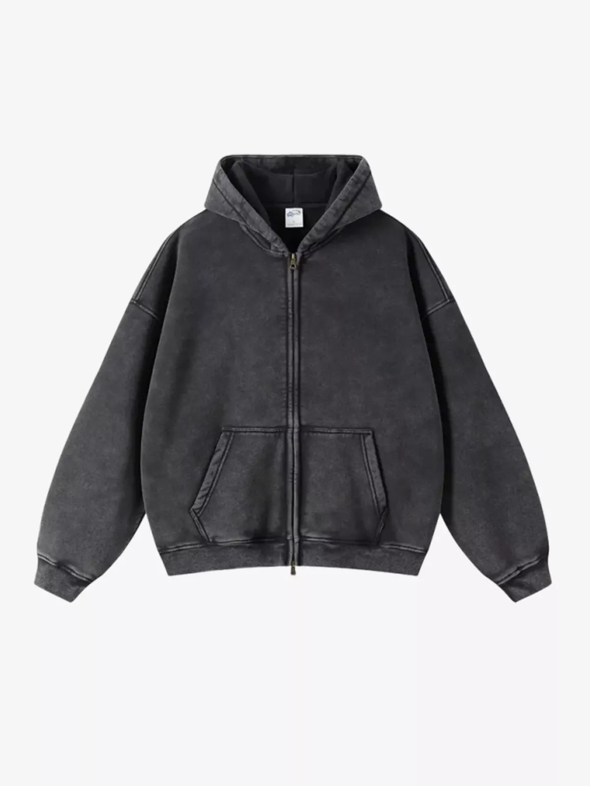 Washed Distressed Fleece Zip Up Hoodies