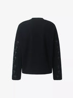 Cross Print Waffle Knit Long Sleeve Crew Neck Tee