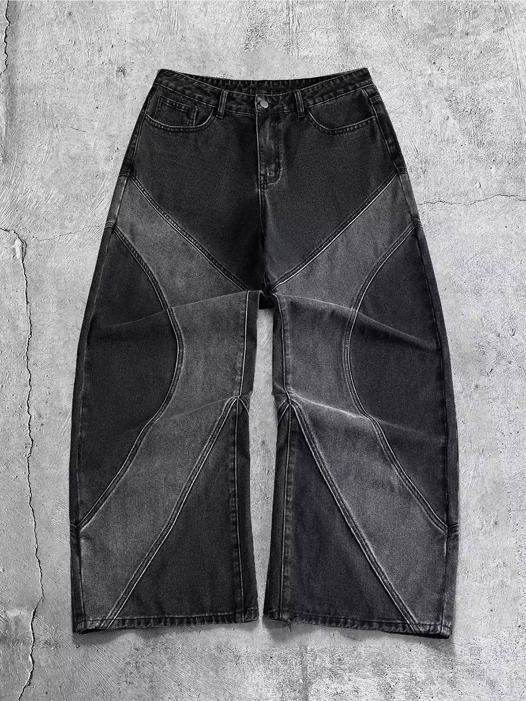 Vintage Washed Curve Panel Baggy Jeans