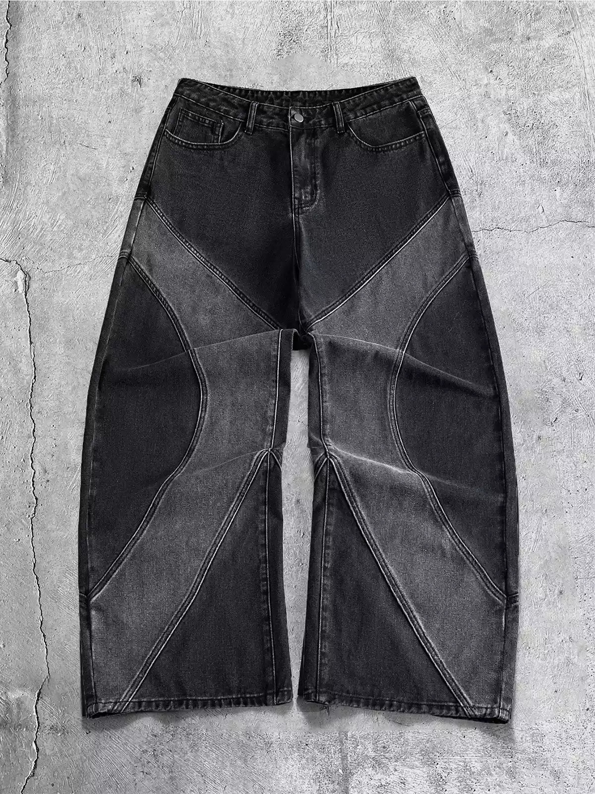Vintage Washed Curve Panel Baggy Jeans