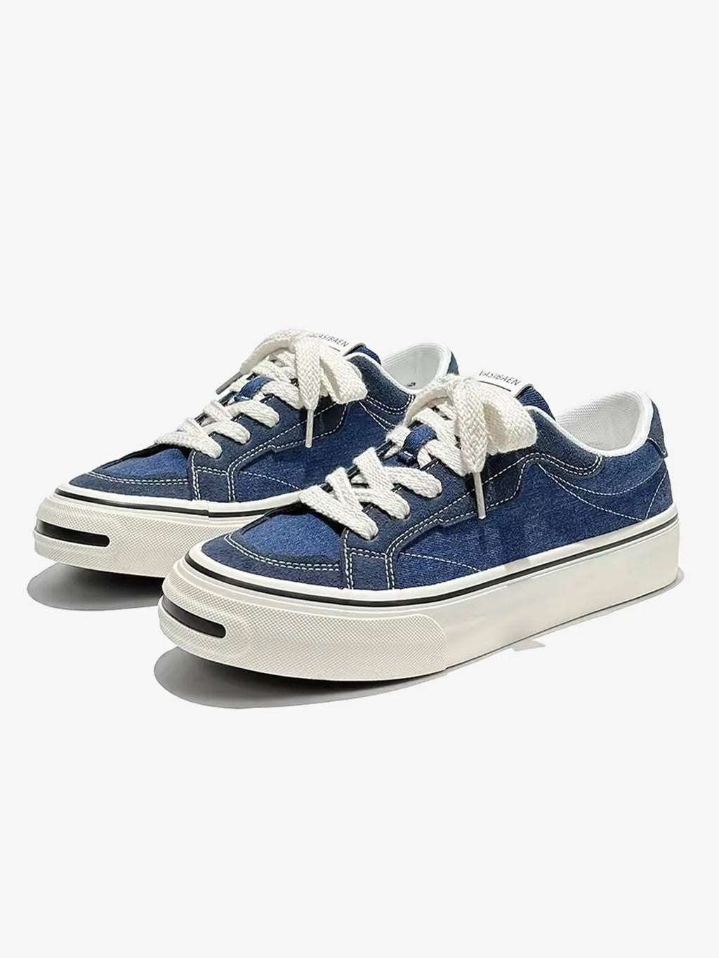Chunky Fat-Lace Black Canvas Low-Top Sneakers