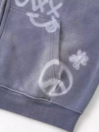 Graffiti Washed Zip Up Hoodies