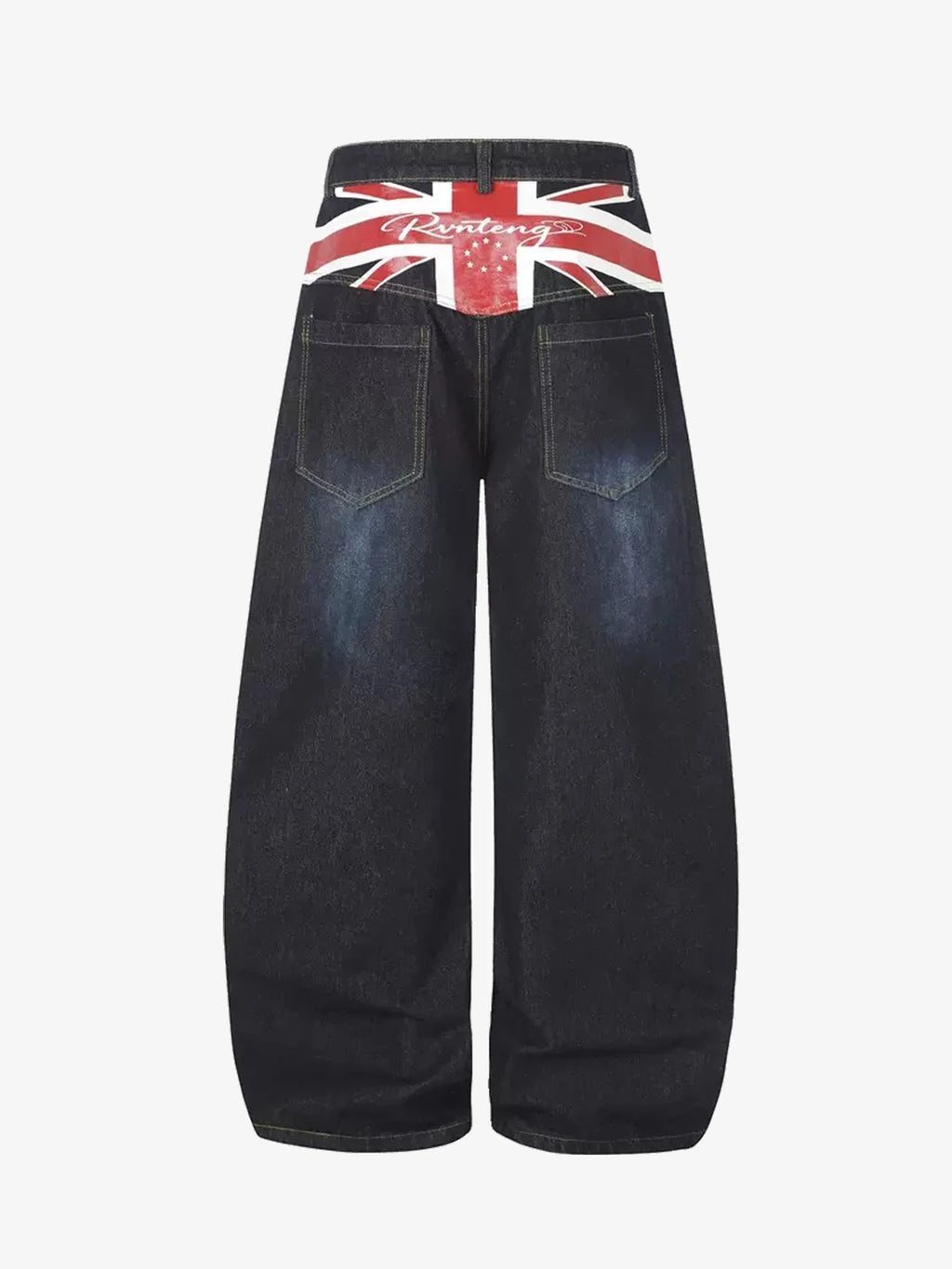 Flag Script-Printed Baggy Denim Jeans