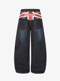 Flag Script-Printed Baggy Denim Jeans