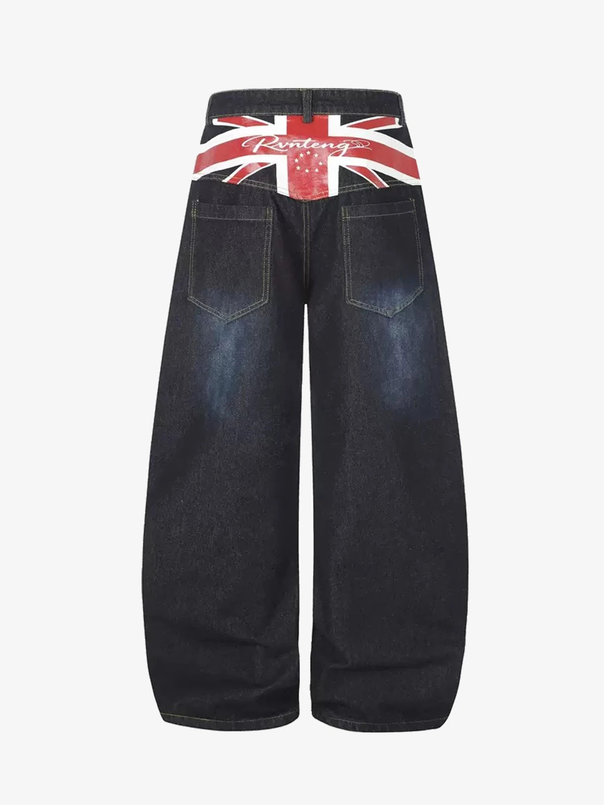 Flag Script-Printed Baggy Denim Jeans