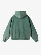 Washed Distressed Fleece Zip Up Hoodies