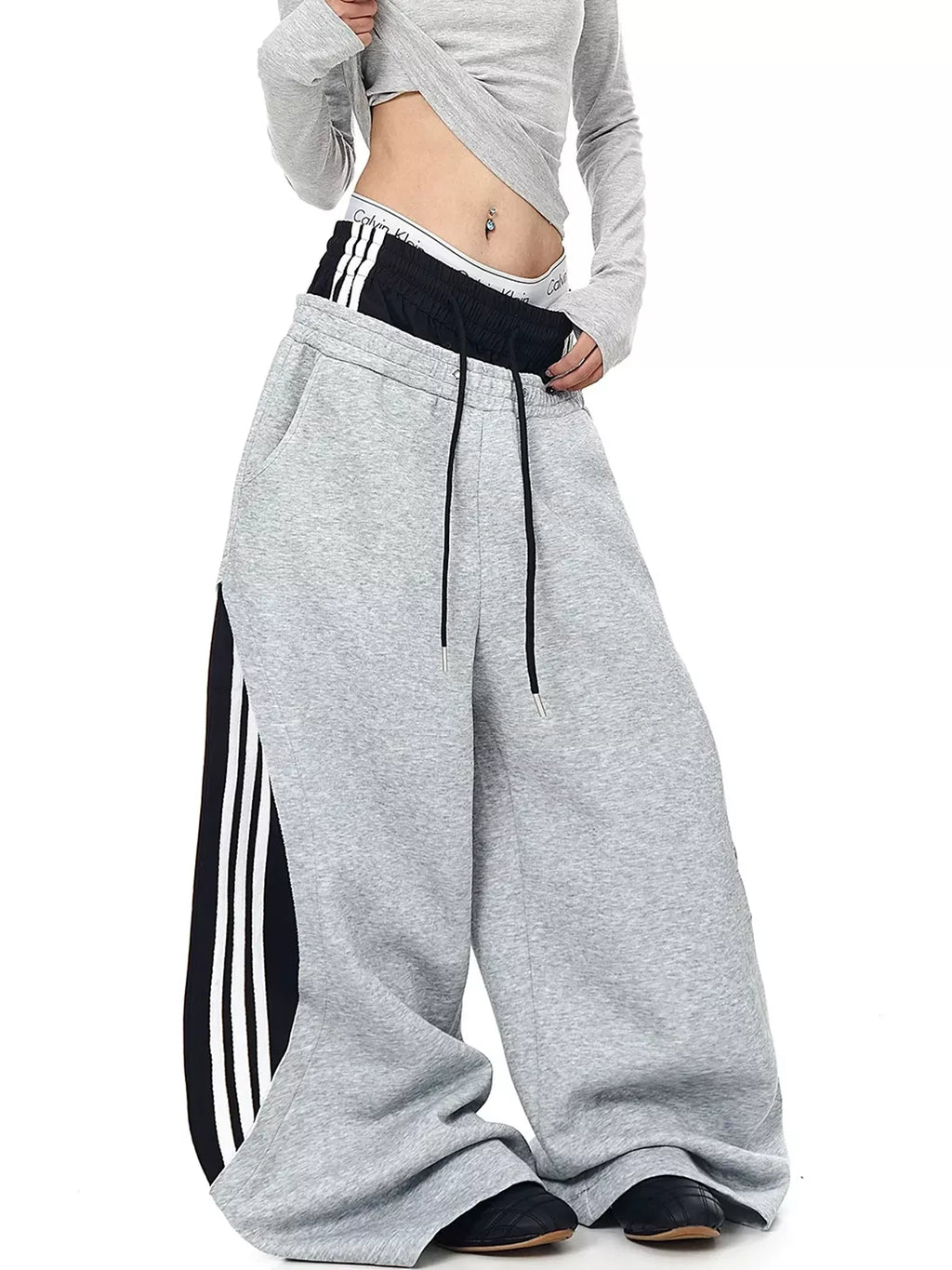 Layered Contrast Stripe Sweatpants
