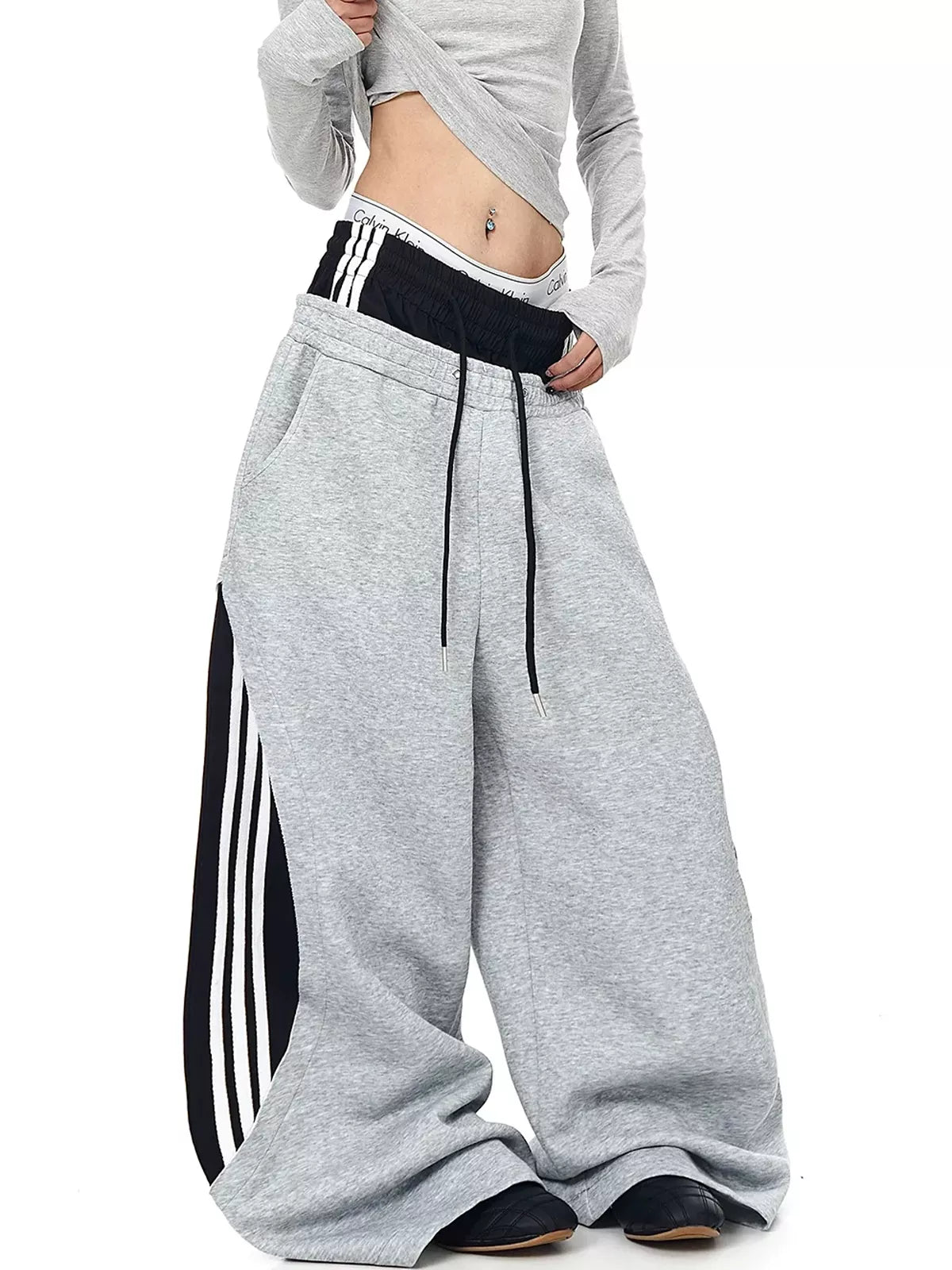 Layered Contrast Stripe Sweatpants