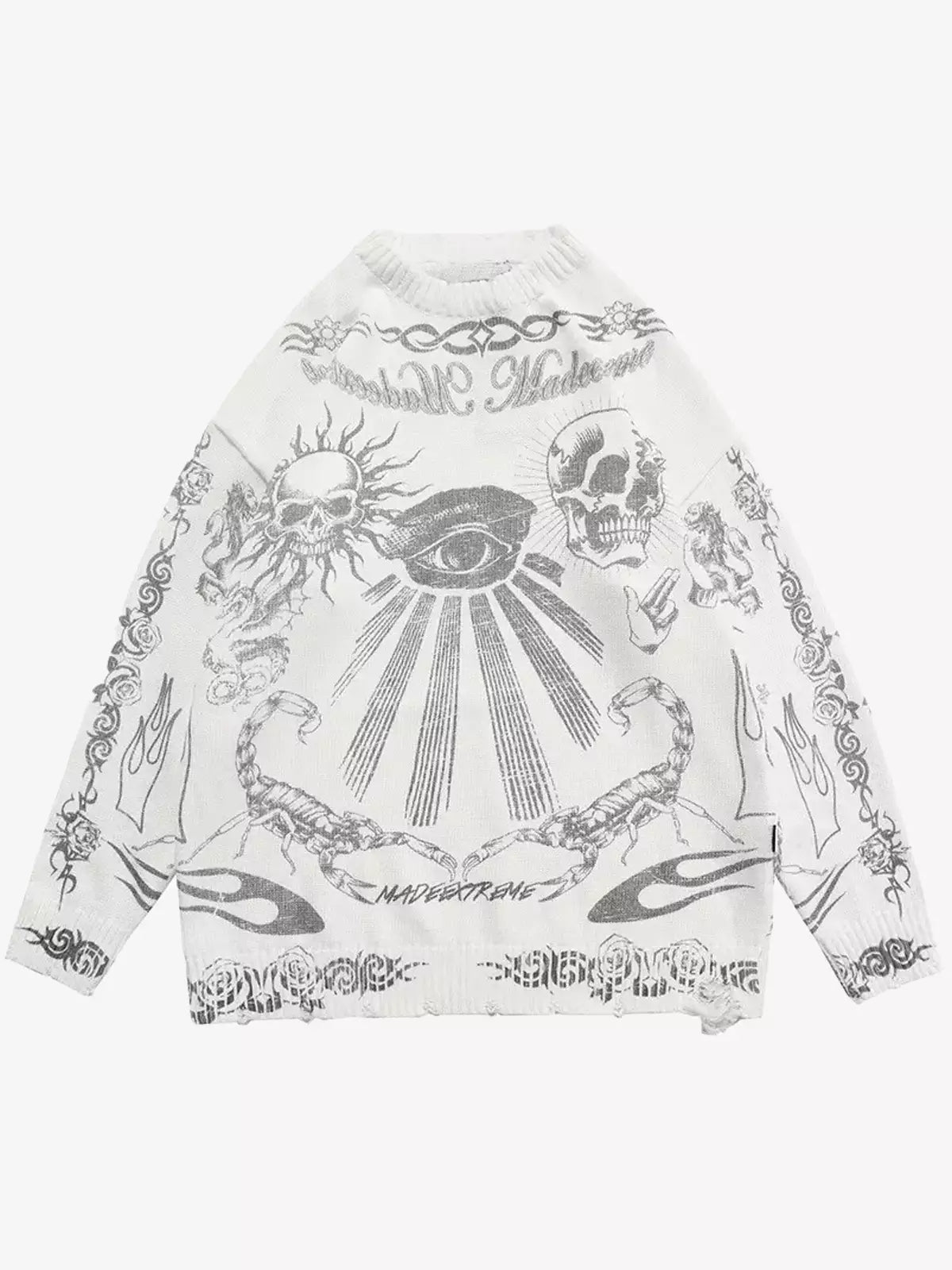 Dark Flame Skull Graphic Crewneck Sweater