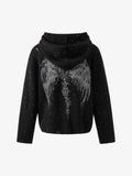 Wings Distressed Speckled Knitted Hooded Sweater