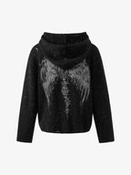 Wings Distressed Speckled Knitted Hooded Sweater