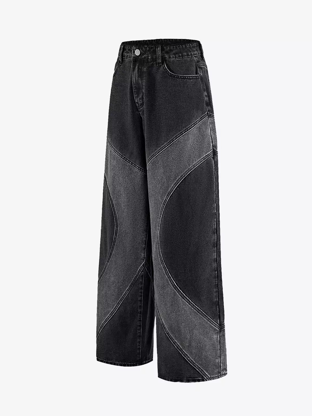 Vintage Washed Curve Panel Baggy Jeans