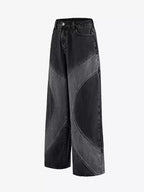 Vintage Washed Curve Panel Baggy Jeans