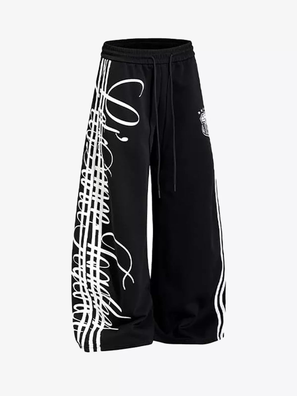 Curved Script Stripe Wide-Leg Sweatpants